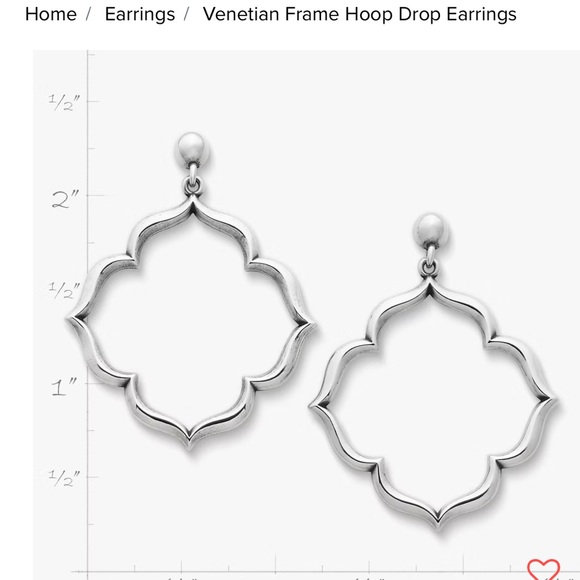 James Avery Venetian frame hoop drop sterling earrings - Picture 6 of 6